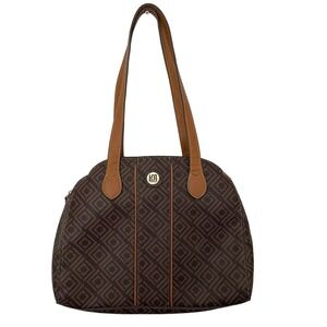 Liz Claiborne Womens Brown Signature Logo Dome Satchel‎ Handbag